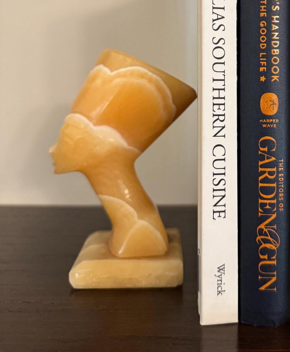 Vintage Onyx Stone Bust Sculpture – Midcentury Shelf Styling Decor